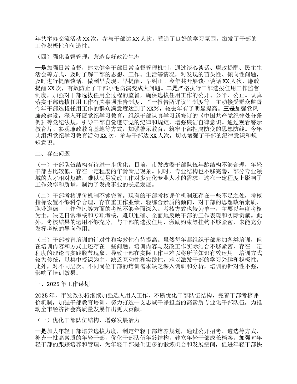 市发改委关于2024年选人用人专项工作报告有重名 960693.docx_第2页