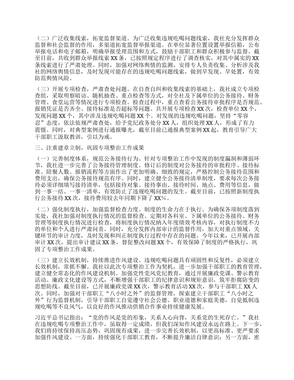 市供销社关于违规吃喝专项整治工作进展情况汇报.docx_第2页