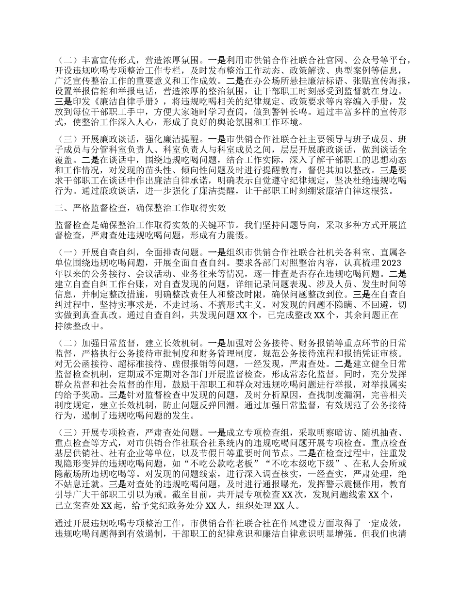 市供销社违规吃喝专项整治工作进展汇报.docx_第2页
