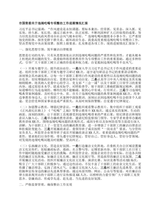 市国资委关于违规吃喝专项整治工作进展情况汇报.docx
