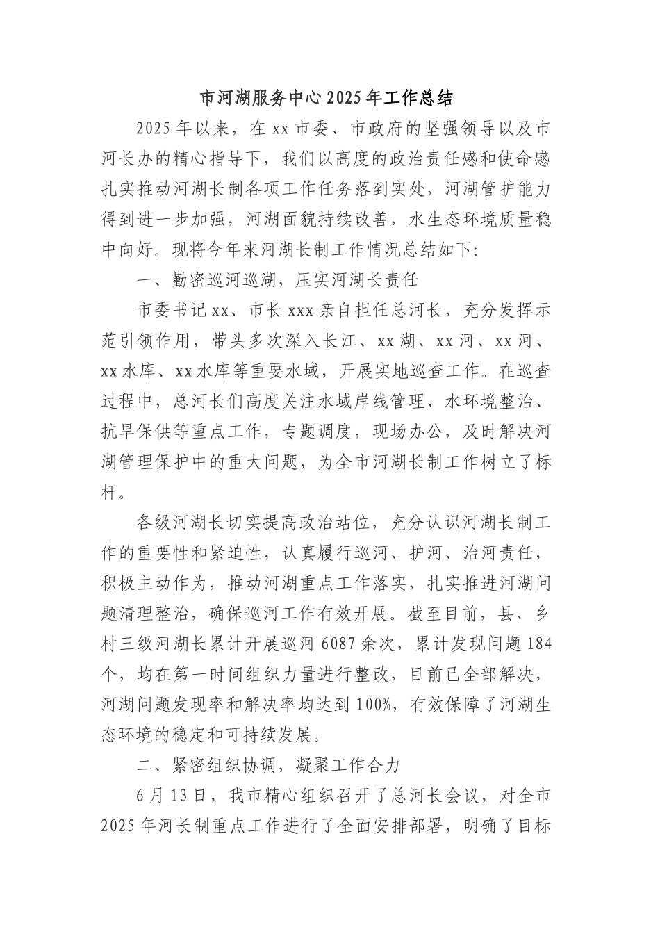 市河湖服务中心2025年工作总结.docx_第1页