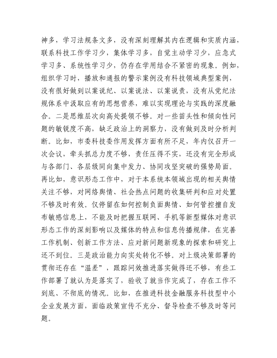 市局领导班子2024年度民主生活会对照检查材料.docx_第3页