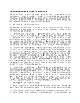 市民族宗教事务局违规吃喝专项整治工作进展情况汇报.docx