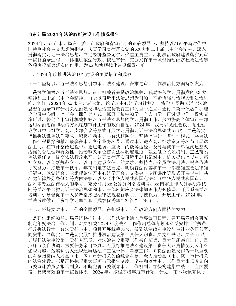 市审计局2024年法治政府建设工作情况报告.docx_第1页