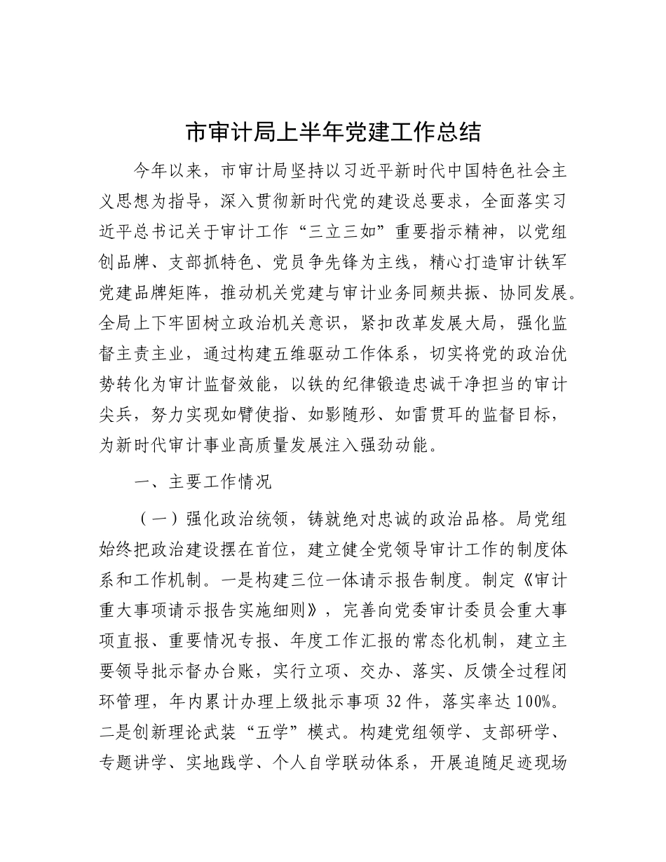 市审计局上半年X建工作总结.docx_第1页