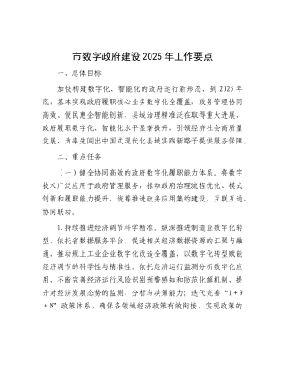 市数字政府建设2025年工作要点.docx