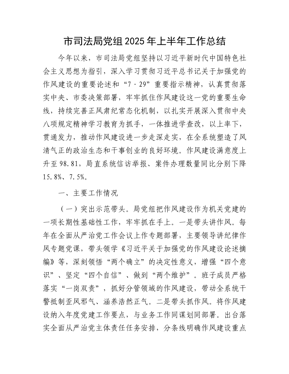 市司法局X组2025年上半年工作总结.docx_第1页