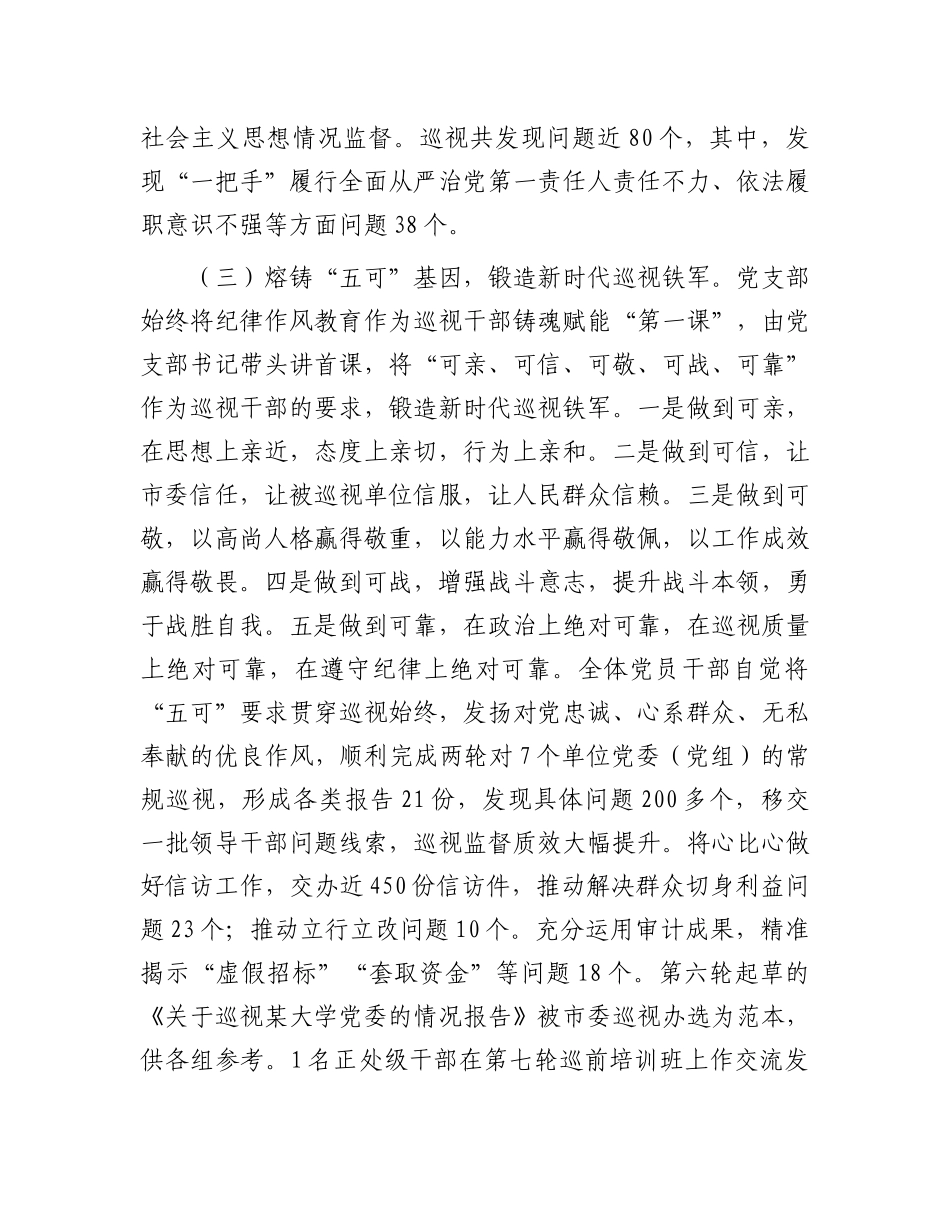 市委第一巡视组X支部2025年上半年X建工作总结.docx_第3页