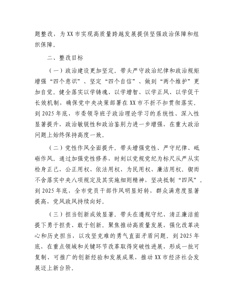 市委领导班子关于2024年度民主生活会查摆问题整改方案.docx_第2页