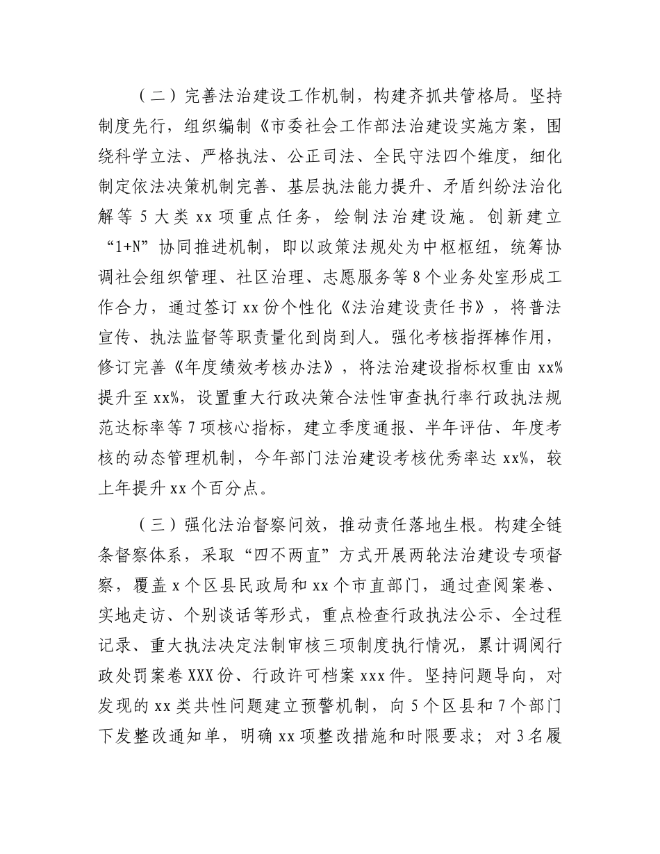 市委社会工作部X组书记、部长履行推进法治建设第一责任人职责情况报告.docx_第2页