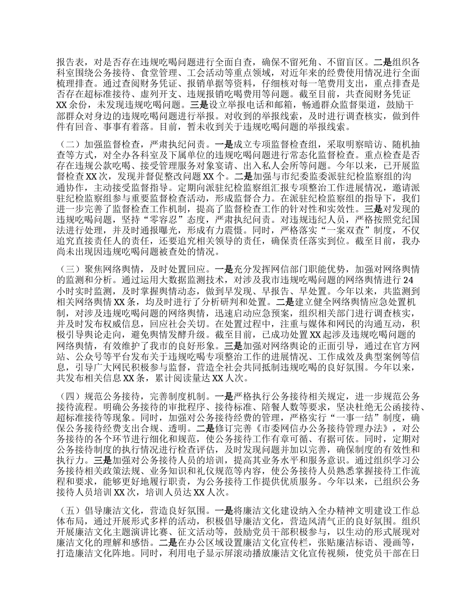 市委网信办关于违规吃喝专项整治工作进展汇报.docx_第2页