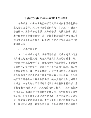 市委政法委上半年X建工作总结.docx
