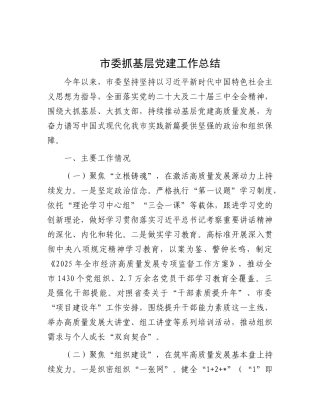 市委抓基层X建工作总结.docx