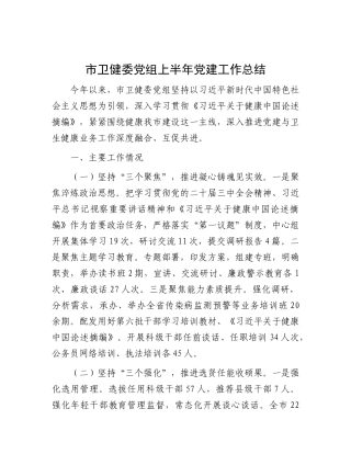 市卫健委X组上半年X建工作总结.docx