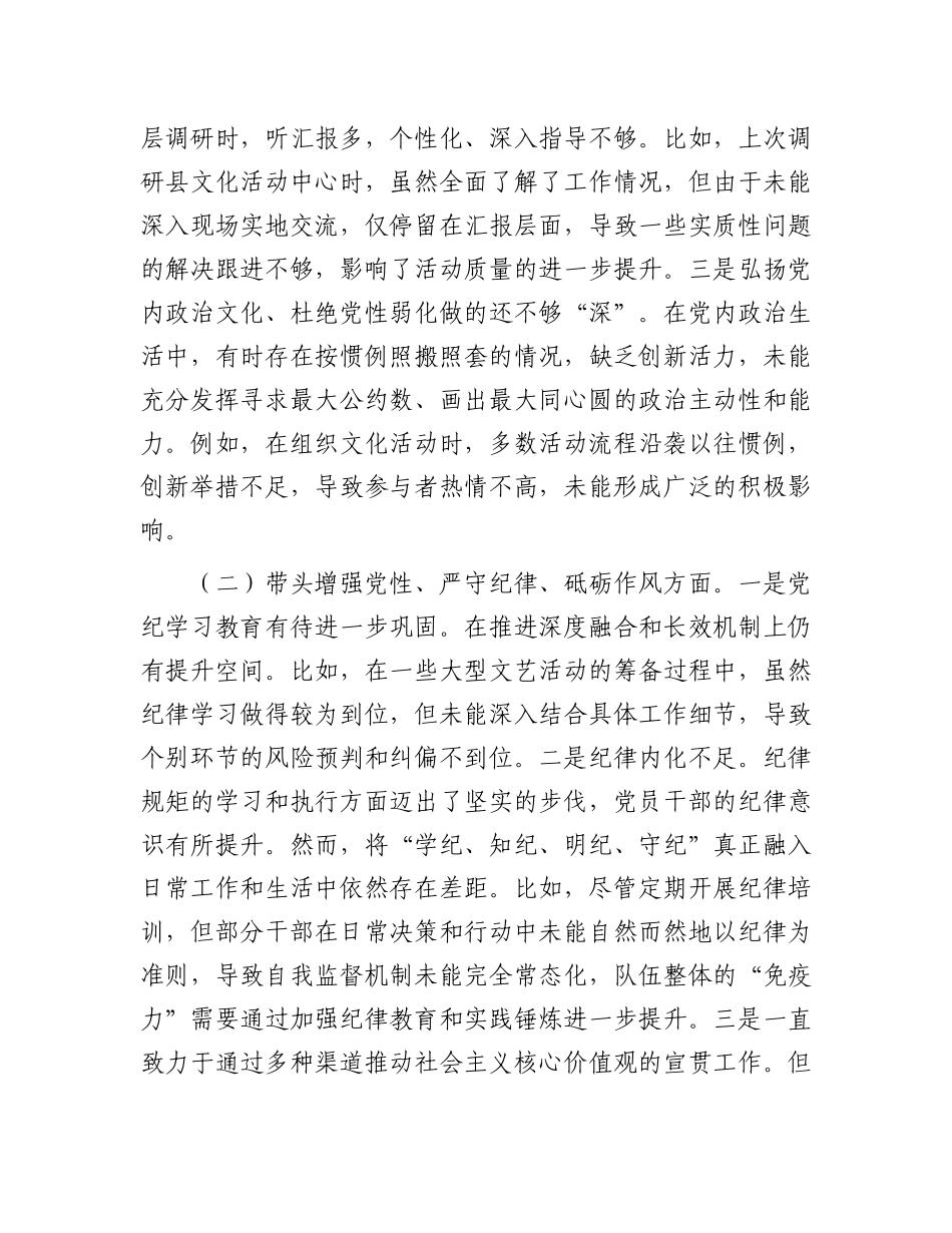 市文旅局局长2024年度民主生活会对照检查材料（含案例剖析）.docx_第2页