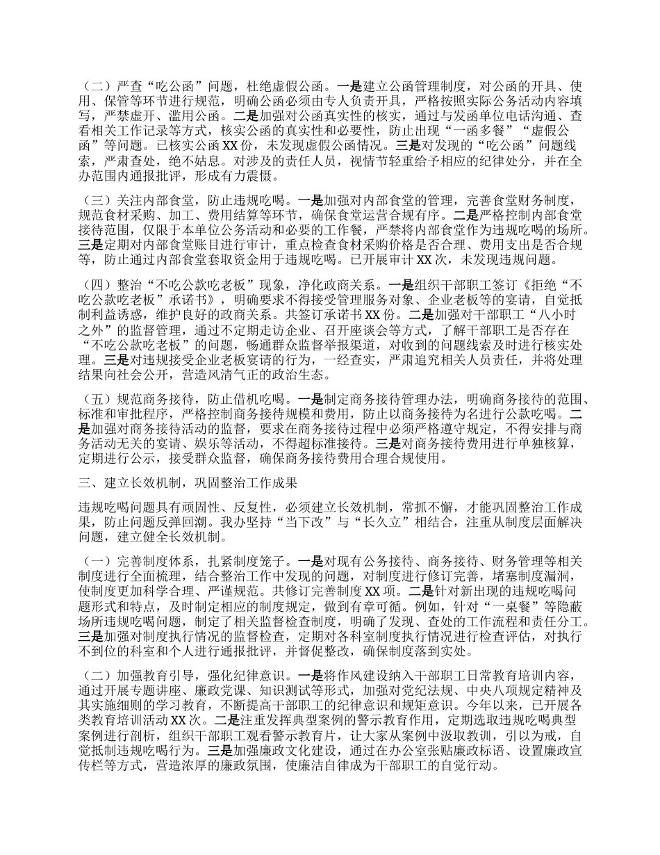 市政府办公室关于违规吃喝专项整治工作进展情况汇报.docx_第2页