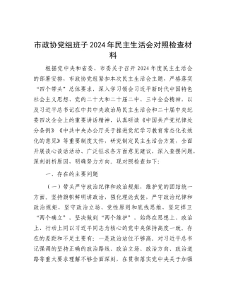 市政协X组班子2024年民主生活会对照检查材料.docx