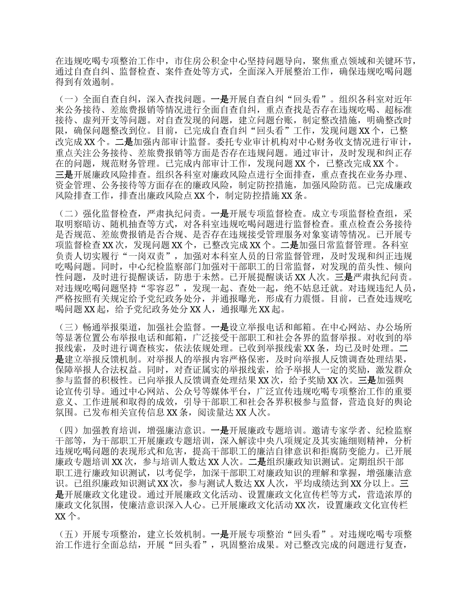 市住房公积金中心在全市违规吃喝专项整治工作推进会上的汇报发言.docx_第2页