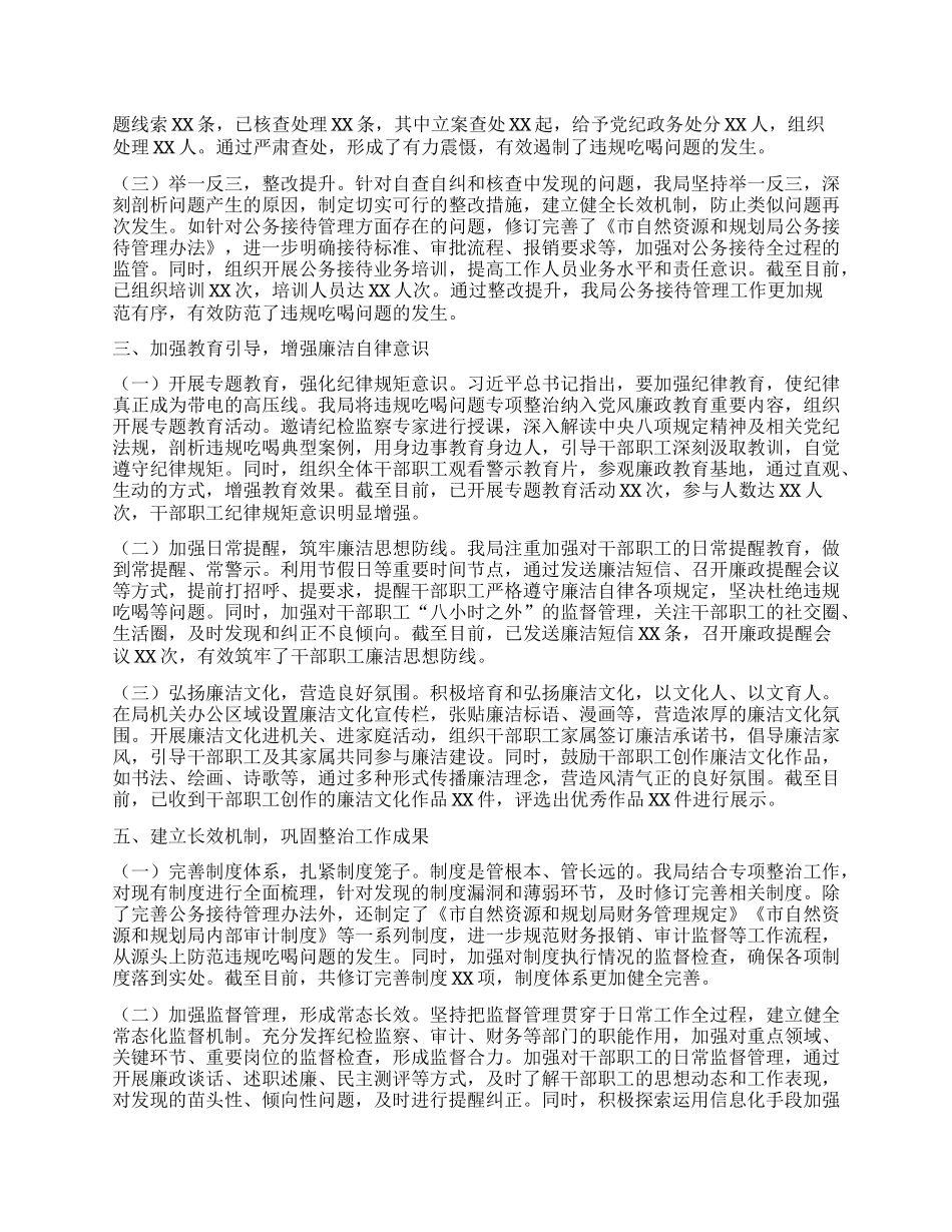 市自然资源和规划局关于违规吃喝专项整治工作进展情况汇报.docx_第2页