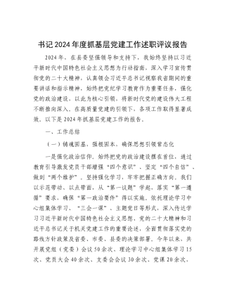 书记2024年度抓基层X建工作述职评议报告.docx