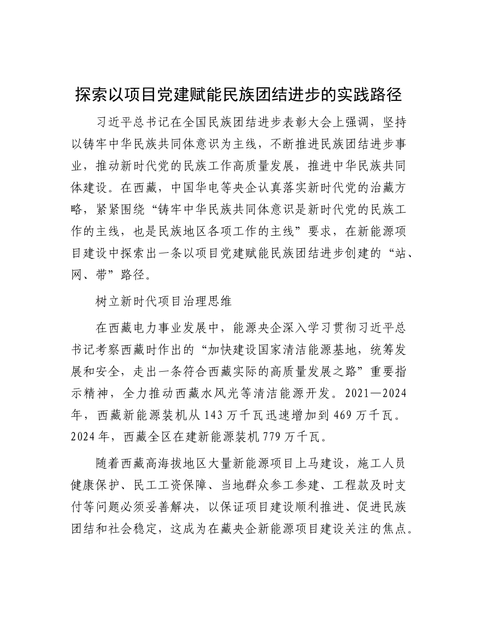 探索以项目X建赋能民族团结进步的实践路径.docx_第1页