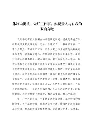体制内提拔：做好三件事，实现贵人与自我的双向奔赴.docx