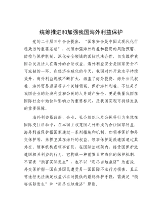 统筹推进和加强我国海外利益保护.docx