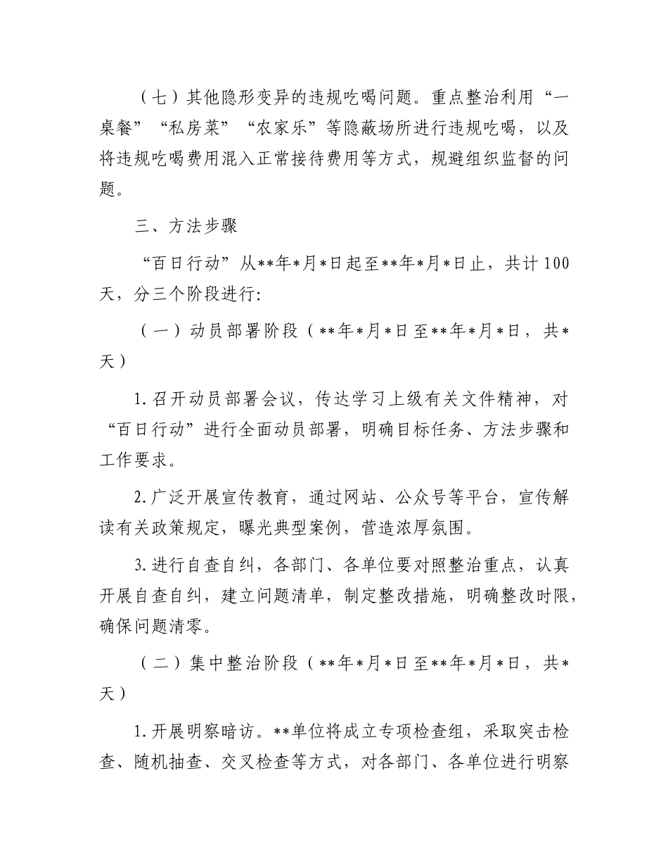 违规吃喝专项整治“百日活动”行动实施方案.docx_第3页