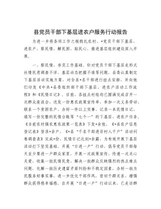 县X员干部下基层进农户服务行动报告.docx