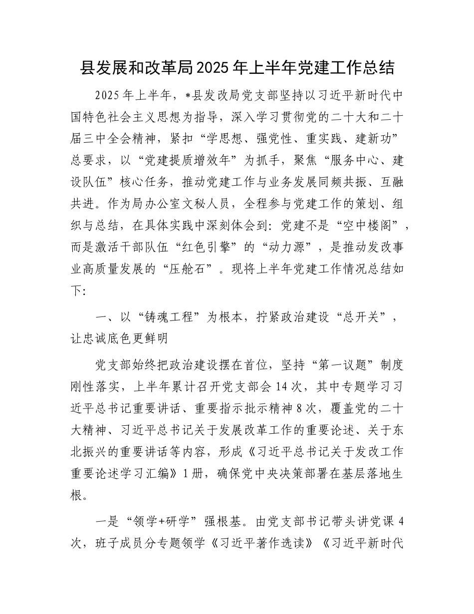 县发展和改革局2025年上半年X建工作总结.docx_第1页
