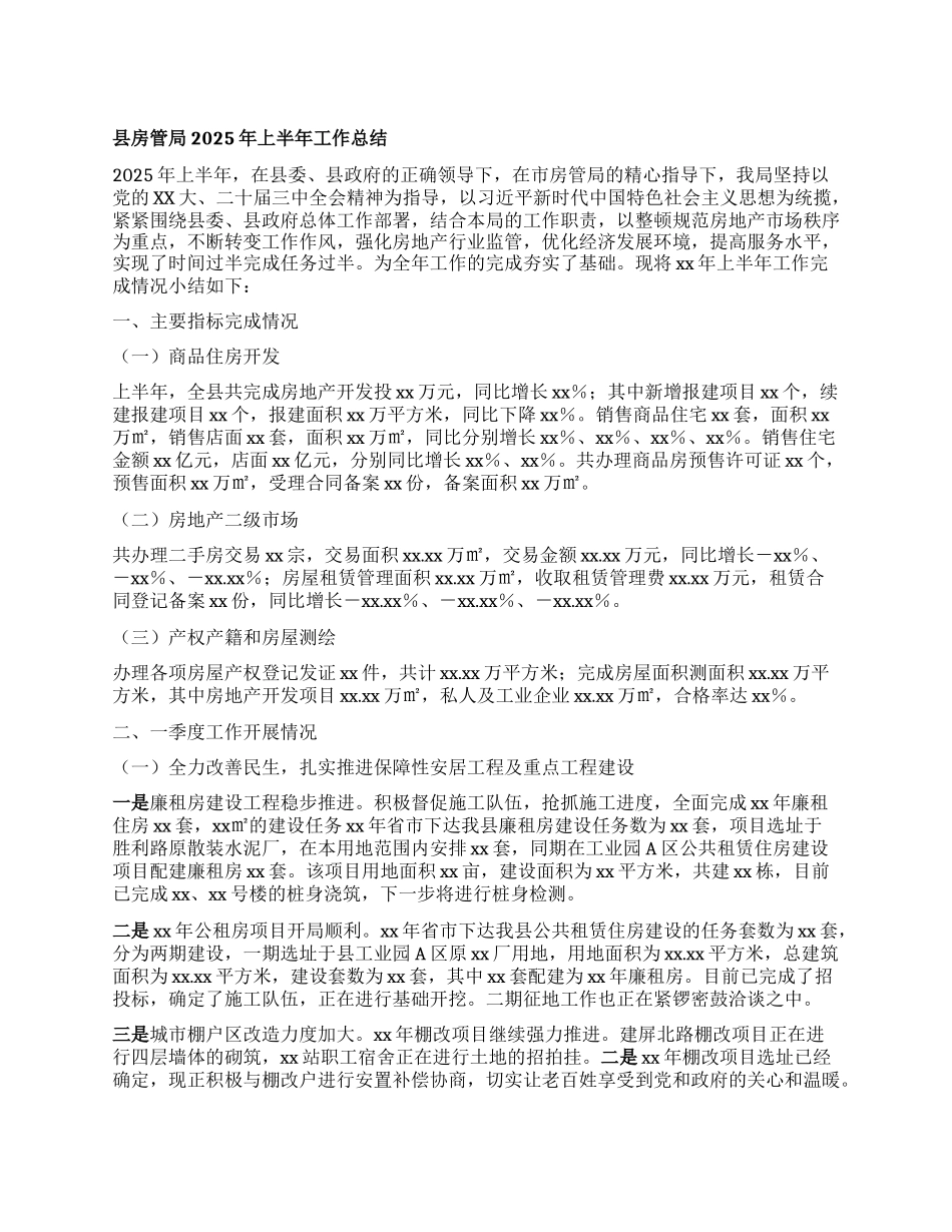 县房管局2025年上半年工作总结.docx_第1页