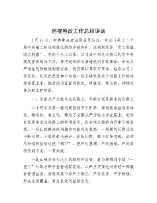 巡视整改工作总结讲话.docx