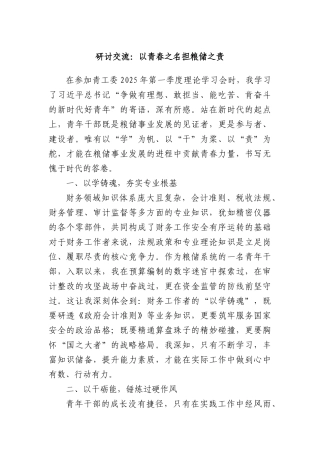 研讨交流：以青春之名 担粮储之责.docx
