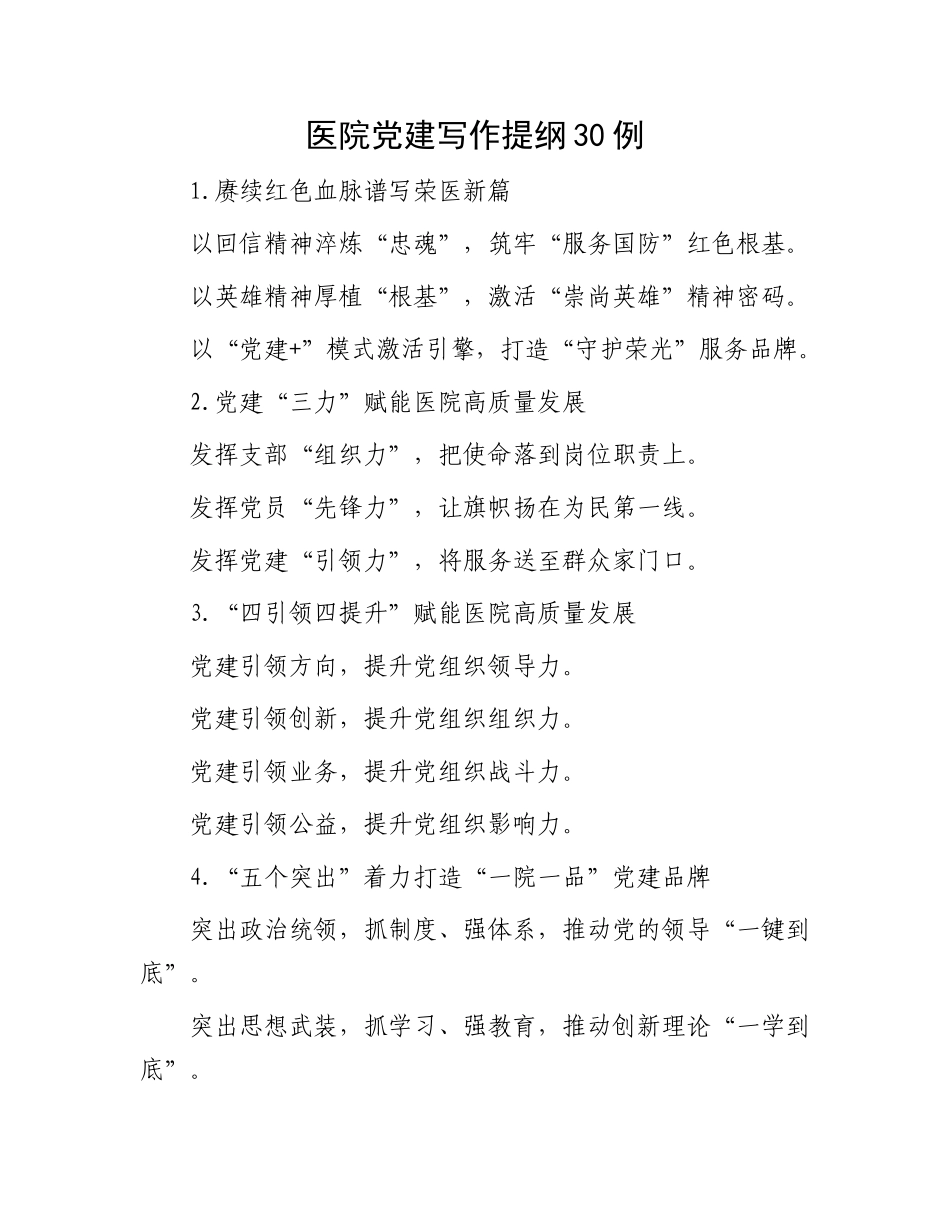 医院X建写作提纲30例.docx_第1页
