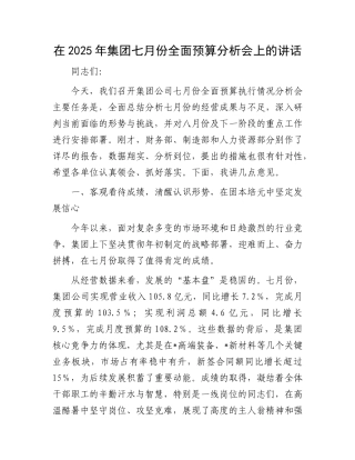 在2025年集团七月份全面预算分析会上的讲话.docx