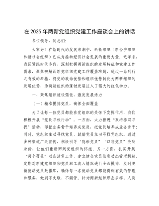 在2025年两新X组织X建工作座谈会上的讲话.docx