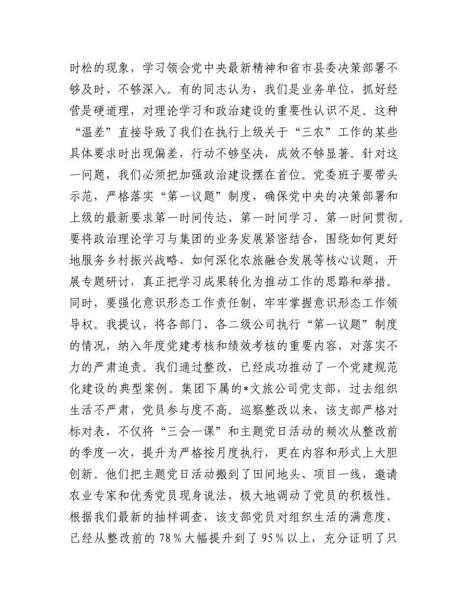 在2025年农旅集团X委巡察整改工作推进会上的讲话.docx_第3页