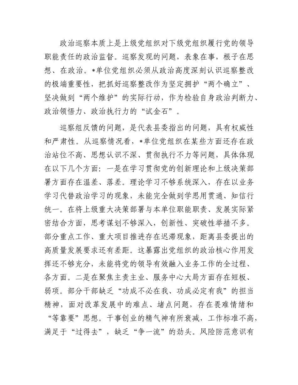 在2025年县委巡察X组织反馈会议上的讲话(1).docx_第2页
