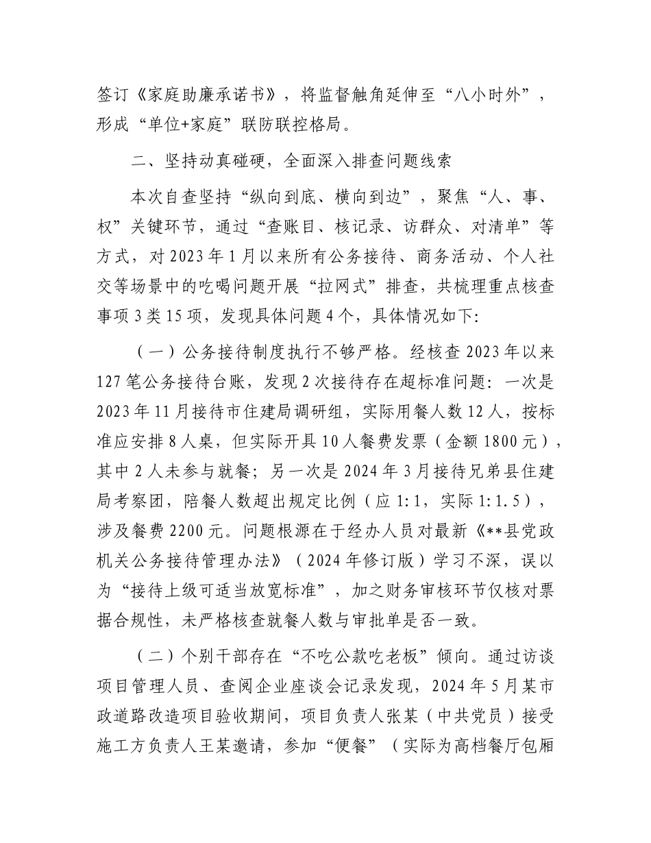 县住房和城乡建设局X支部关于违规吃喝问题专项自查情况的报告.docx_第3页