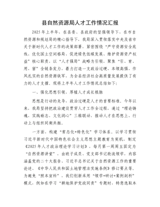 县自然资源局人才工作情况汇报.docx