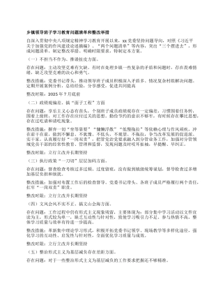 乡镇领导班子学习教育问题清单和整改举措.docx