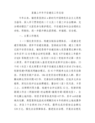 乡镇上半年平安建设工作总结.docx