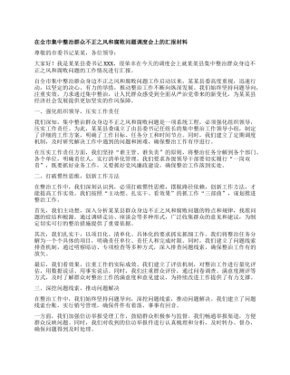 在全市集中整治群众不正之风和腐败问题调度会上的汇报材料.docx