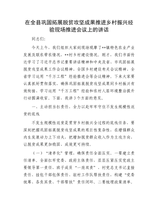 在全县巩固拓展脱贫攻坚成果推进乡村振兴经验现场推进会议上的讲话.docx