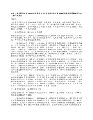 在审计局X组理论学习中心组专题学习习近平总书记在河南考察时的重要讲话精神研讨会上的交流发言.docx