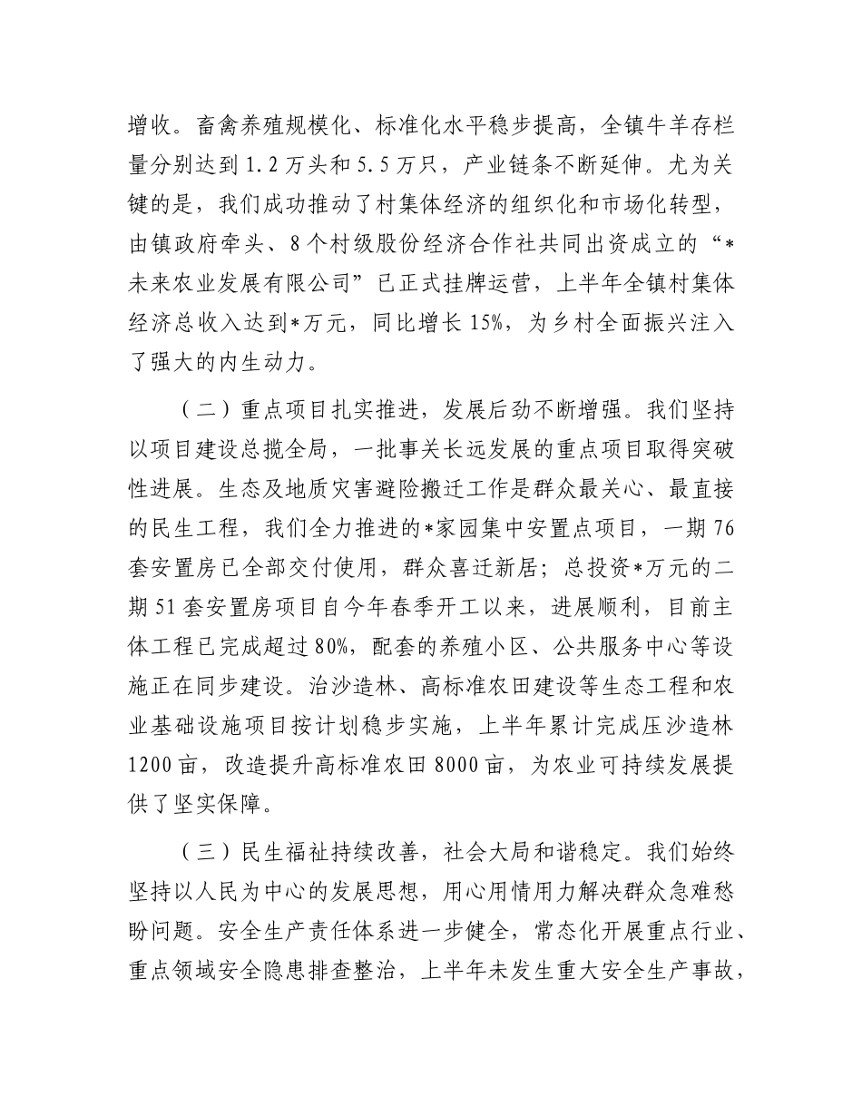 在镇2025年上半年工作总结暨下半年重点工作部署会议上的讲话(1).docx_第2页