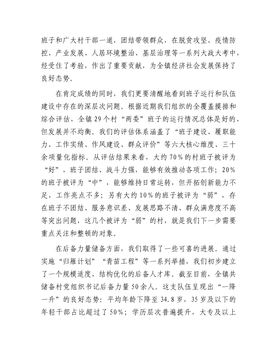 在镇村“两委”班子运行情况和村X组织书记后备力量储备情况分析研判会上的讲话.docx_第2页