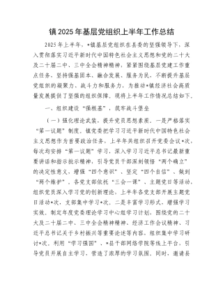 镇2025年基层X组织上半年工作总结.docx