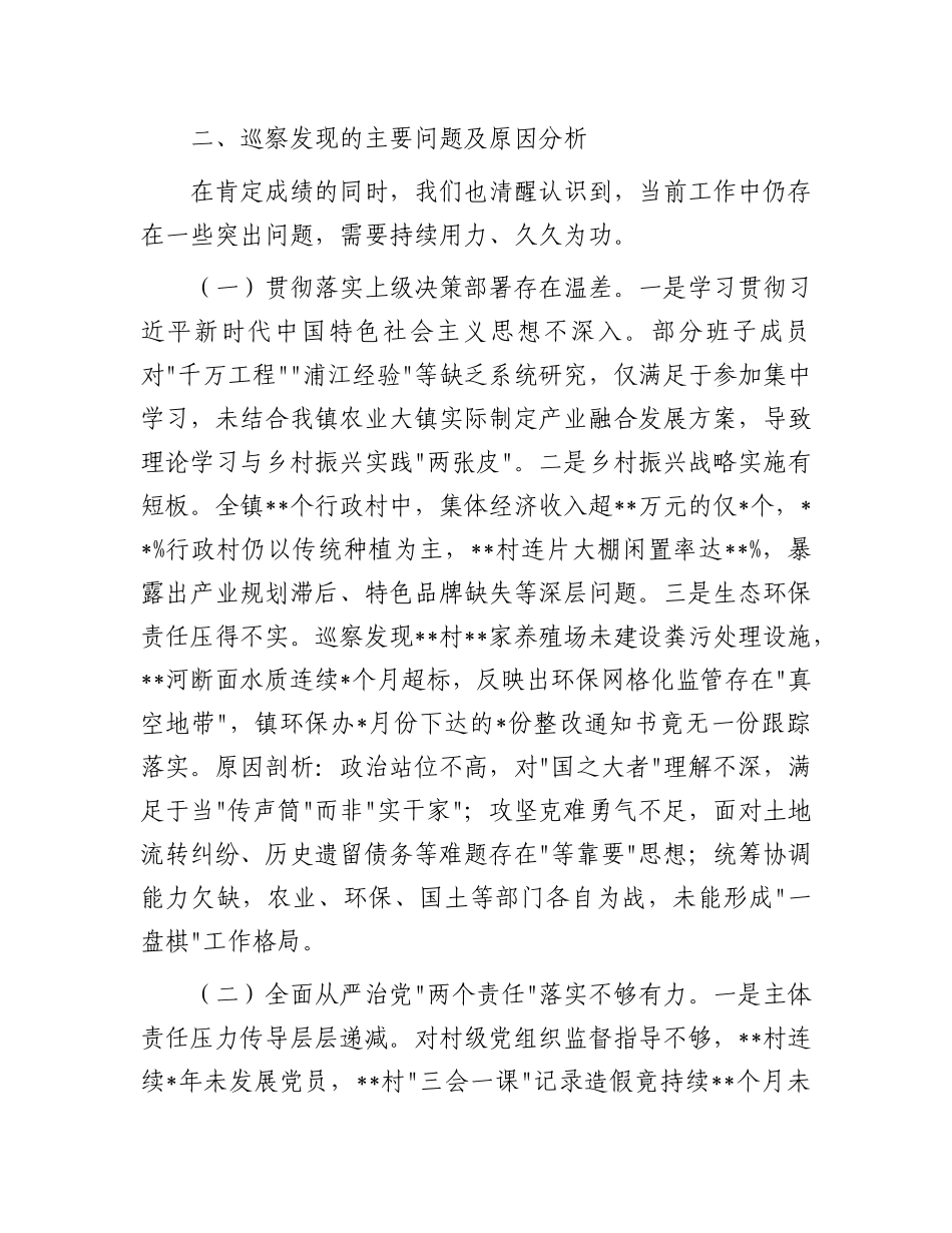 镇X委书记巡察情况汇报材料.docx_第3页