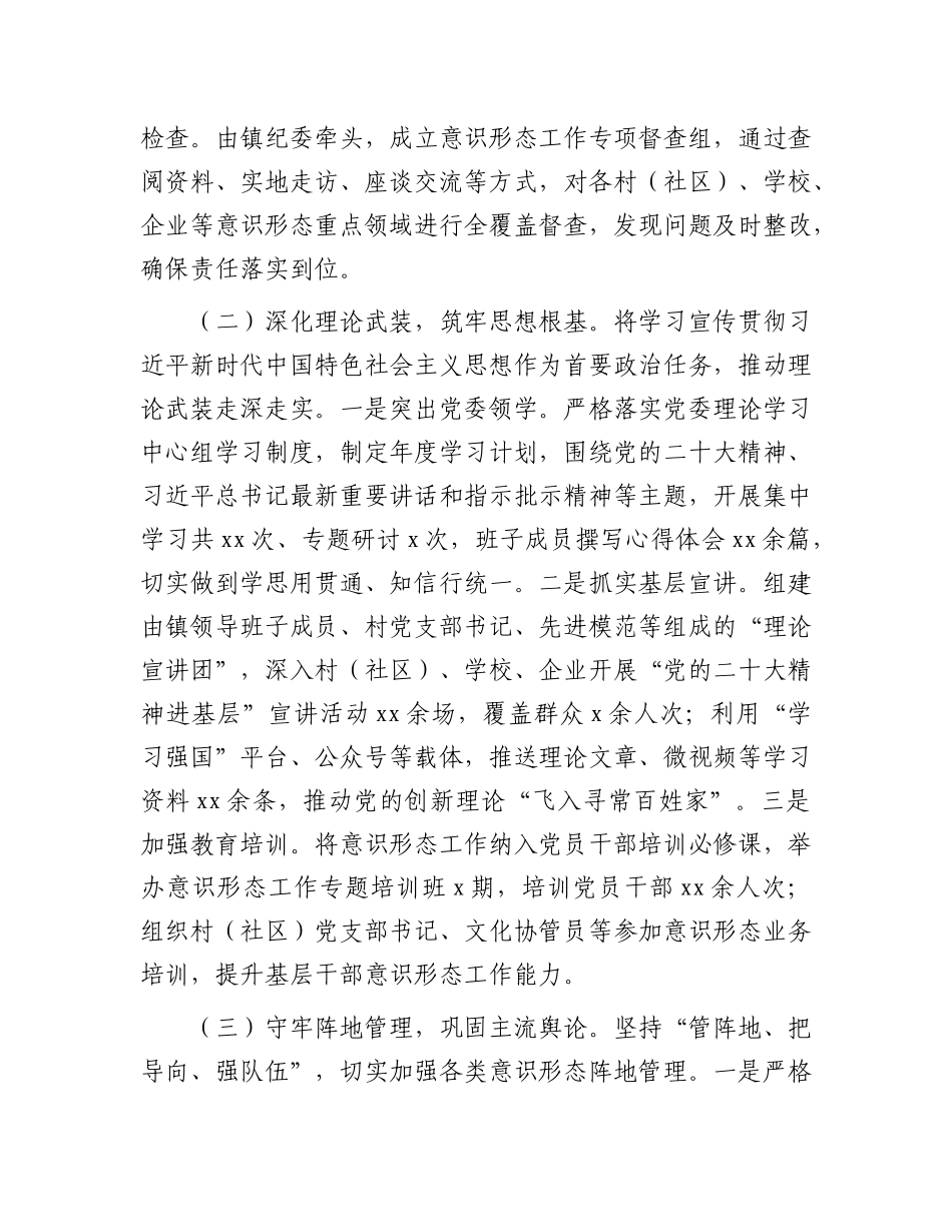 镇X委政府2025年上半年落实意识形态工作责任制情况自查报告.docx_第2页